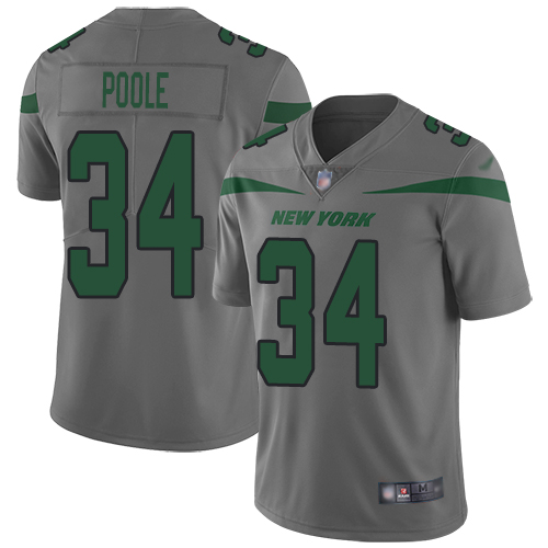 New York Jets Limited Gray Men Brian Poole Jersey NFL Football #34 Inverted Legend